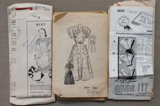 photo of vintage sewing patterns lot, 1930s 40s 50s dresses, lingerie, ladies separates #9