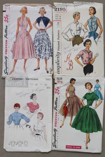 photo of vintage sewing patterns lot, 1930s 40s 50s dresses, lingerie, ladies separates #11