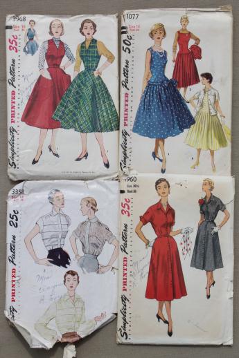 photo of vintage sewing patterns lot, 1930s 40s 50s dresses, lingerie, ladies separates #12