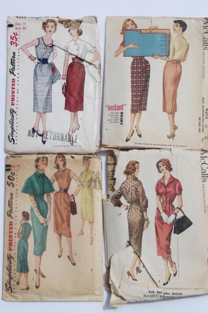 photo of vintage sewing patterns lot - 1940s 50s and early 60s dresses, skirts & tops #5