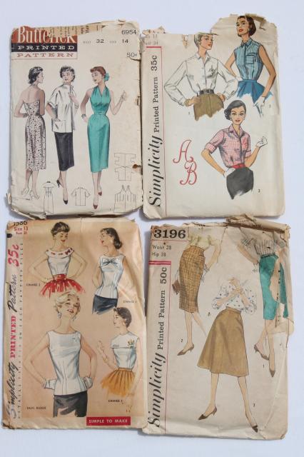 photo of vintage sewing patterns lot - 1940s 50s and early 60s dresses, skirts & tops #7