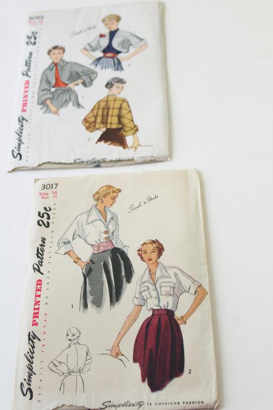 photo of vintage sewing patterns lot, 1940s 50s dresses, slip & robe, coat, jacket & hat #4