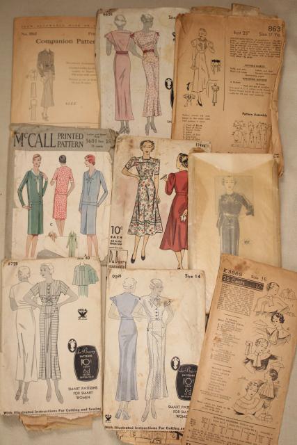 photo of vintage sewing patterns lot, 20s 30s dresses, movie star stylish gowns, fashion accessories #1