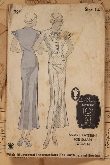 photo of vintage sewing patterns lot, 20s 30s dresses, movie star stylish gowns, fashion accessories #11