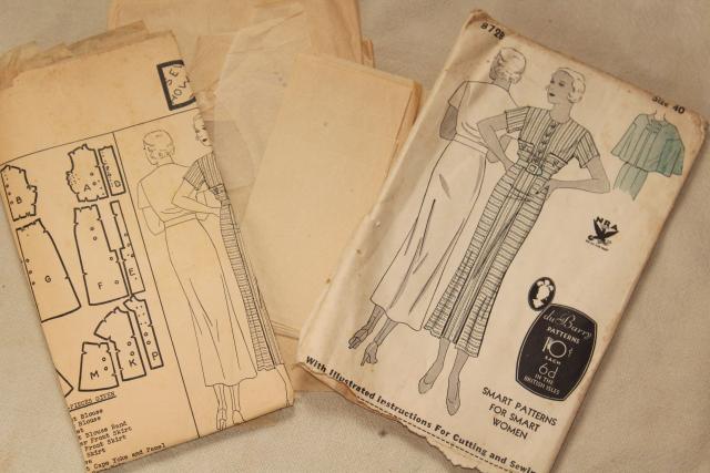 photo of vintage sewing patterns lot, 20s 30s dresses, movie star stylish gowns, fashion accessories #13