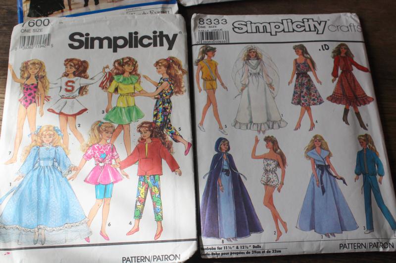 photo of vintage sewing patterns lot, 60s 70s 80s 90s fashion doll clothes for Barbie, Skipper #6