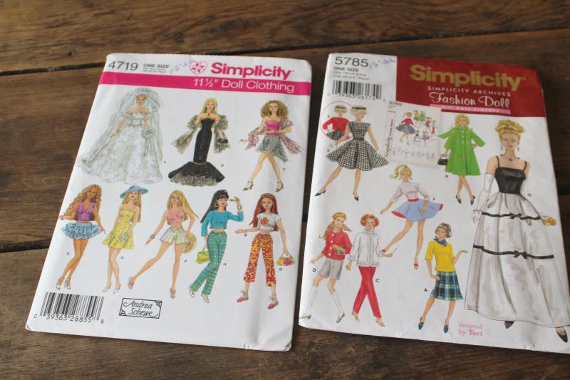 photo of vintage sewing patterns lot, 60s 70s 80s 90s fashion doll clothes for Barbie, Skipper #9