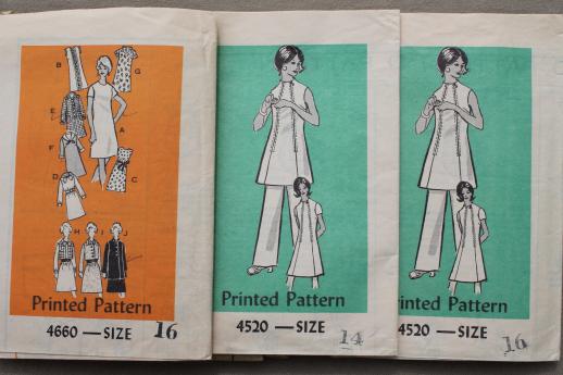 photo of vintage sewing patterns lot, 60s 70s mod dresses & mini skirt dresses, pants #2