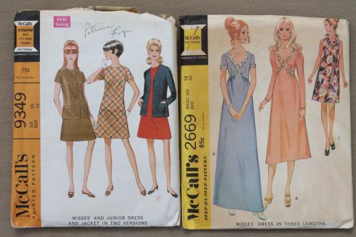 photo of vintage sewing patterns lot, 60s 70s mod dresses & mini skirt dresses, pants #8