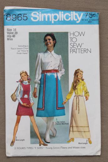 photo of vintage sewing patterns lot, 60s 70s mod dresses & mini skirt dresses, pants #9