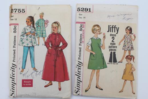 photo of vintage sewing patterns lot, 60s retro girls dresses in plus sizes 'chubbies' #9