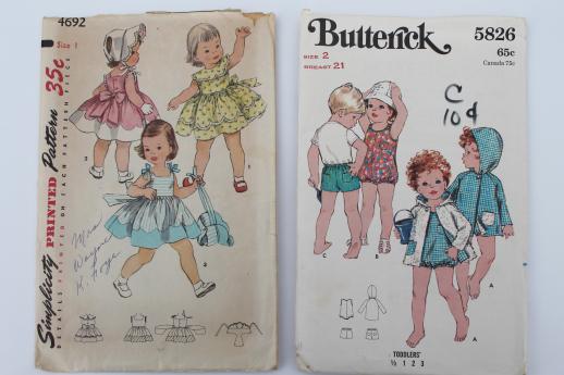 photo of vintage sewing patterns lot, 60s toddler girl baby dresses, slips, sunsuits #3