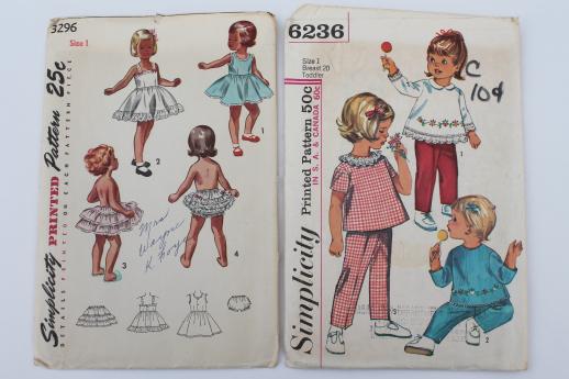 photo of vintage sewing patterns lot, 60s toddler girl baby dresses, slips, sunsuits #5