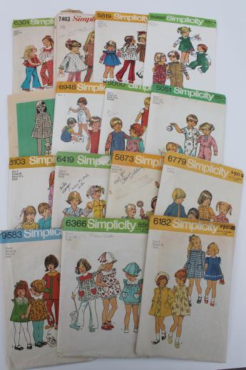 photo of vintage sewing patterns lot, 70s children's clothes - retro jumpers, dresses, sunsuits #1