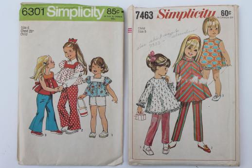 photo of vintage sewing patterns lot, 70s children's clothes - retro jumpers, dresses, sunsuits #2