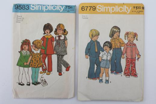 photo of vintage sewing patterns lot, 70s children's clothes - retro jumpers, dresses, sunsuits #4