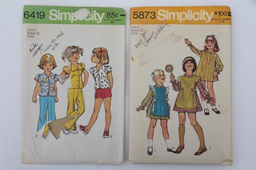 photo of vintage sewing patterns lot, 70s children's clothes - retro jumpers, dresses, sunsuits #5