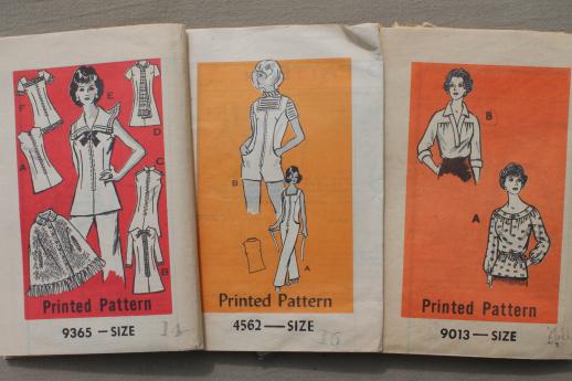 photo of vintage sewing patterns lot, 70s retro fashions in plus sizes, pantsuits & dresses #4