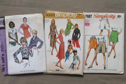 photo of vintage sewing patterns lot, 70s retro fashions in plus sizes, pantsuits & dresses #6