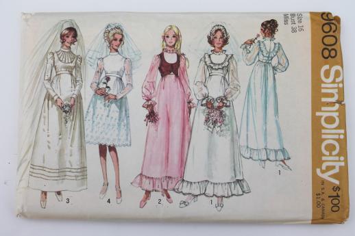 photo of vintage sewing patterns lot, 70s retro granny dresses, prairie dress styles, boho tops #2