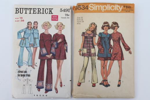 photo of vintage sewing patterns lot, 70s retro granny dresses, prairie dress styles, boho tops #3