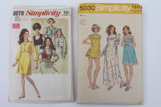 photo of vintage sewing patterns lot, 70s retro granny dresses, prairie dress styles, boho tops #4