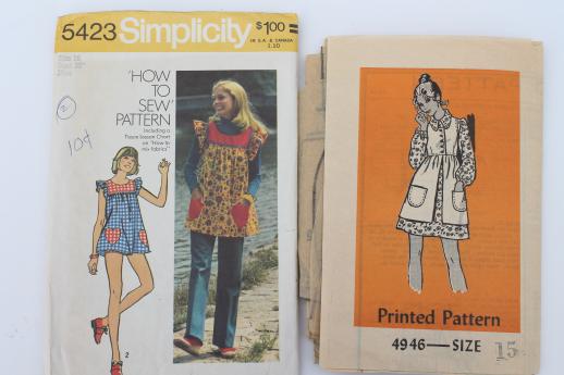 photo of vintage sewing patterns lot, 70s retro granny dresses, prairie dress styles, boho tops #6