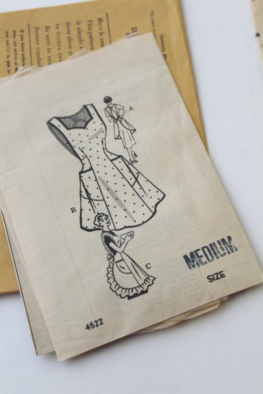 photo of vintage sewing patterns lot, cute pinafore aprons & kitchen / craft smocks #5