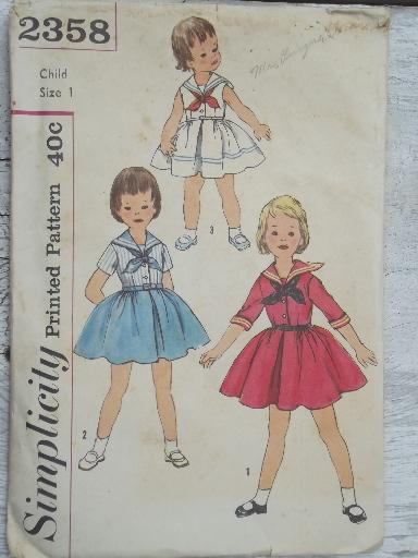 photo of vintage sewing patterns lot, frilly full skirted dresses for little girls 1-2-3 #6