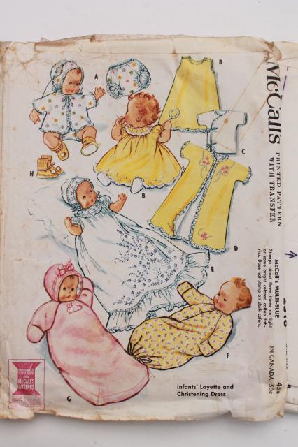 photo of vintage sewing patterns lot, infant layette baby clothes, gowns & dresses for heirloom sewing #2