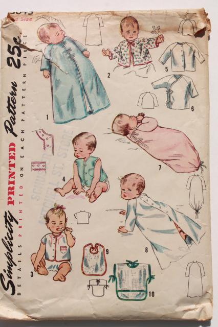 photo of vintage sewing patterns lot, infant layette baby clothes, gowns & dresses for heirloom sewing #6