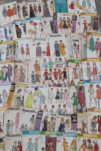 photo of vintage sewing patterns lot, retro 60s 70s dresses, pants etc. 50+ patterns #1