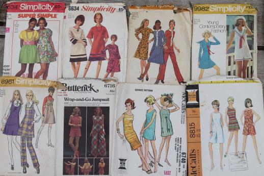 photo of vintage sewing patterns lot, retro 60s 70s dresses, pants etc. 50+ patterns #2