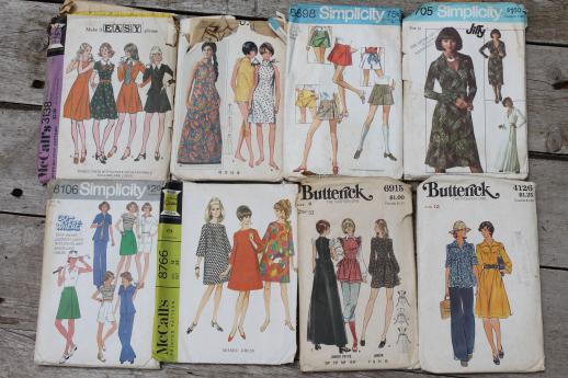 photo of vintage sewing patterns lot, retro 60s 70s dresses, pants etc. 50+ patterns #4