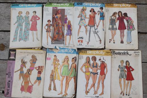 photo of vintage sewing patterns lot, retro 60s 70s dresses, pants etc. 50+ patterns #6