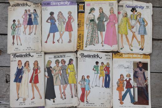 photo of vintage sewing patterns lot, retro 60s 70s dresses, pants etc. 50+ patterns #7