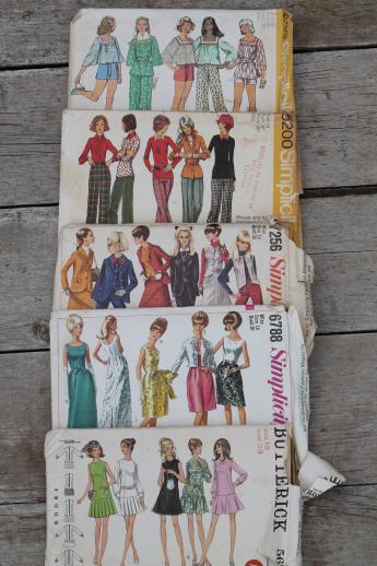 photo of vintage sewing patterns lot, retro 60s 70s dresses, pants etc. 50+ patterns #8