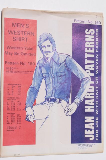 photo of vintage sewing patterns, retro 70s cowboy western style men's shirts & vests #5