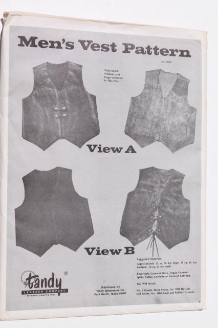 photo of vintage sewing patterns, retro 70s cowboy western style men's shirts & vests #6