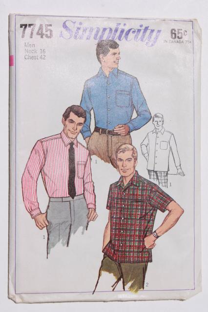 photo of vintage sewing patterns, retro 70s cowboy western style men's shirts & vests #11