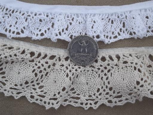 photo of vintage sewing trim lot, cotton lace edgings & cluny lace #3