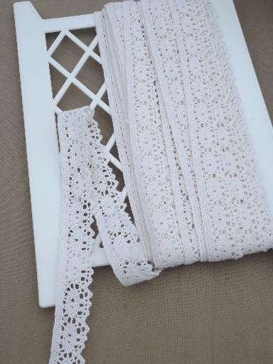 photo of vintage sewing trim lot, cotton lace edgings & cluny lace #4