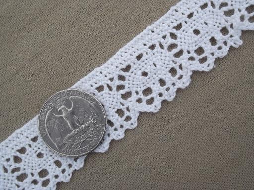 photo of vintage sewing trim lot, cotton lace edgings & cluny lace #5