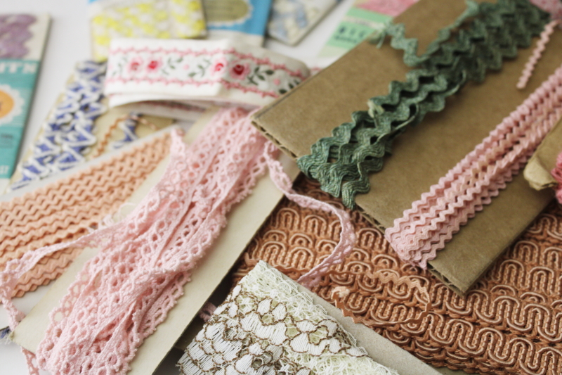 photo of vintage sewing trim lot, girly cottagecore coquette lace edgings, trims, fancy seam binding etc  #5