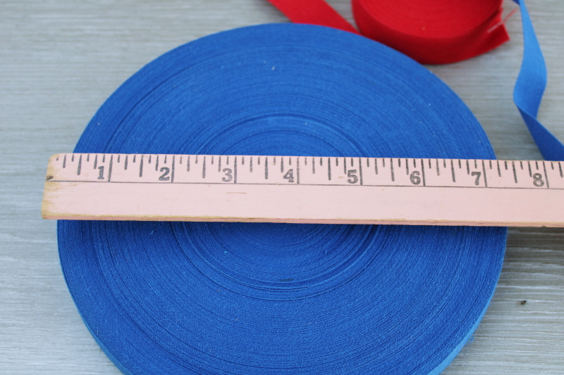 photo of vintage sewing trim, lot new old stock rolls of cotton twill tape seam binding ribbon #5
