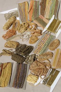 catalog photo of vintage sewing trims lot, gold braid lace & antique passementerie trimmings