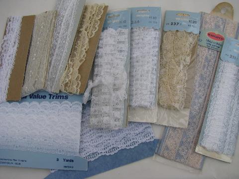 photo of vintage sewing trims lot, nylon lingerie lace, edgings, insertions #3