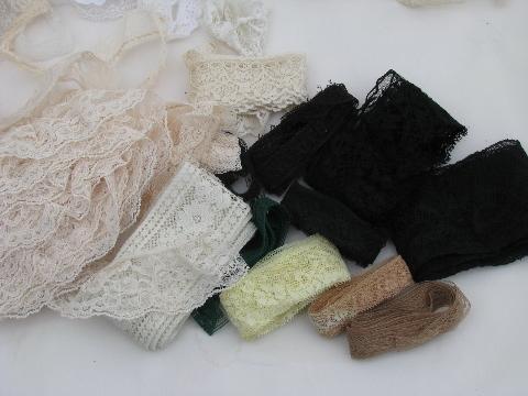 photo of vintage sewing trims lot, nylon lingerie lace, edgings, insertions #5