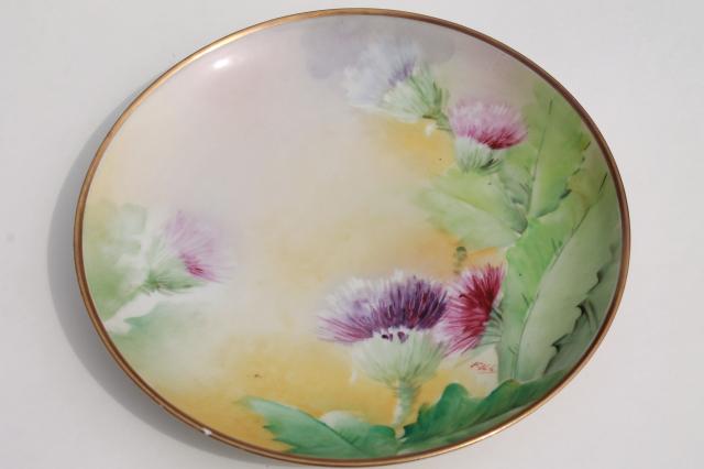 photo of vintage shabby chic china, antique porcelain plates w/ hand painted flowers #3