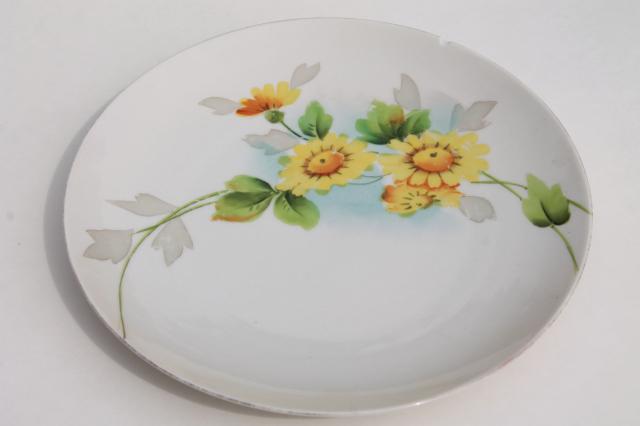 photo of vintage shabby chic china, antique porcelain plates w/ hand painted flowers #4